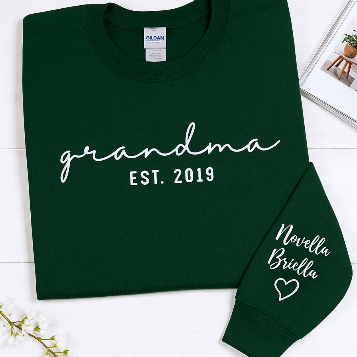 Personalized Grandma Sweatshirt - Custom Grandchildren Names Embroidered - Perfect Grandma Gift