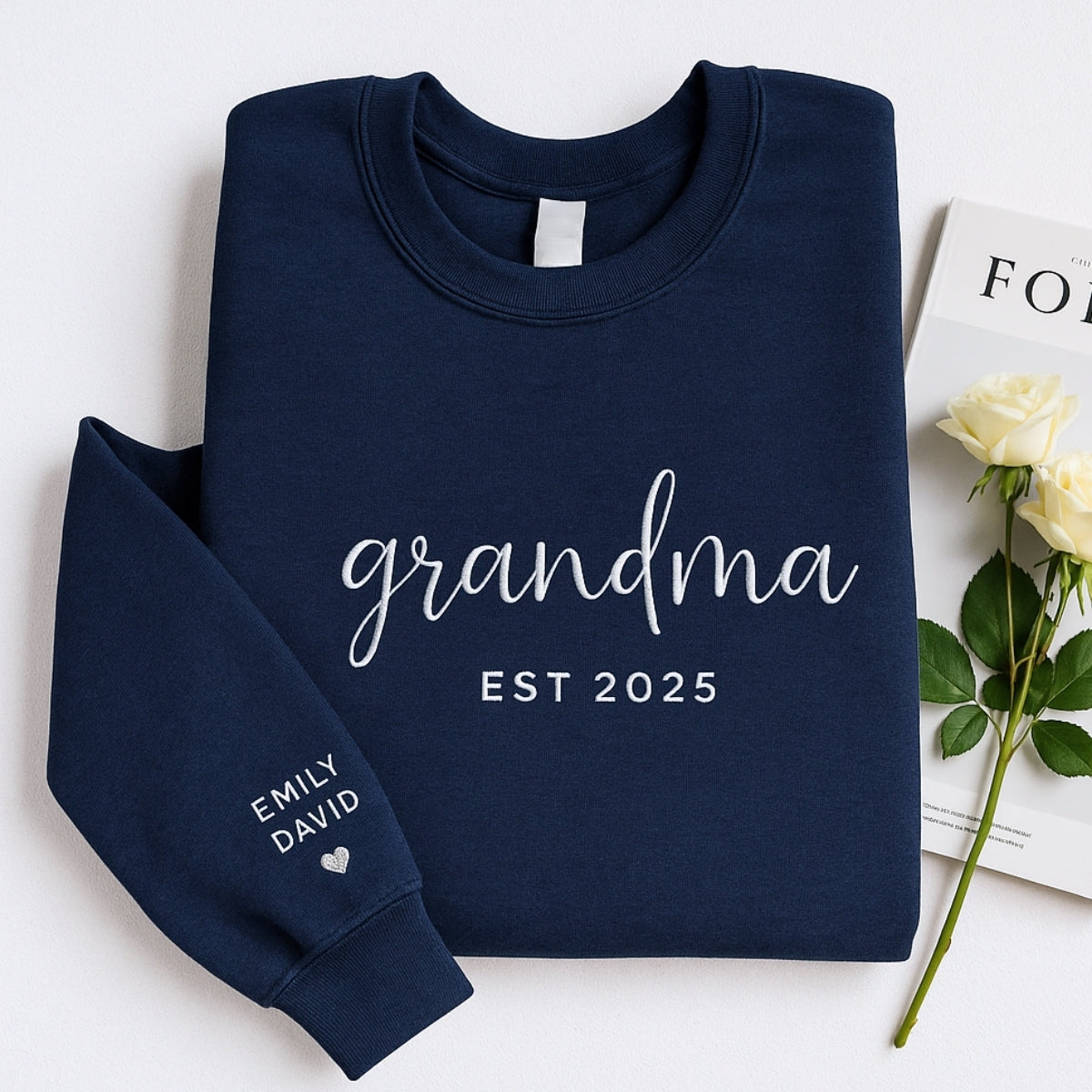 Personalized Grandma Sweatshirt - Custom Grandchildren Names Embroidered - Perfect Grandma Gift