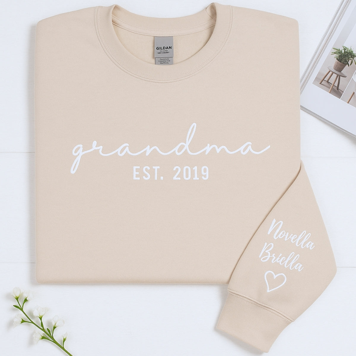Personalized Grandma Sweatshirt - Custom Grandchildren Names Embroidered - Perfect Grandma Gift