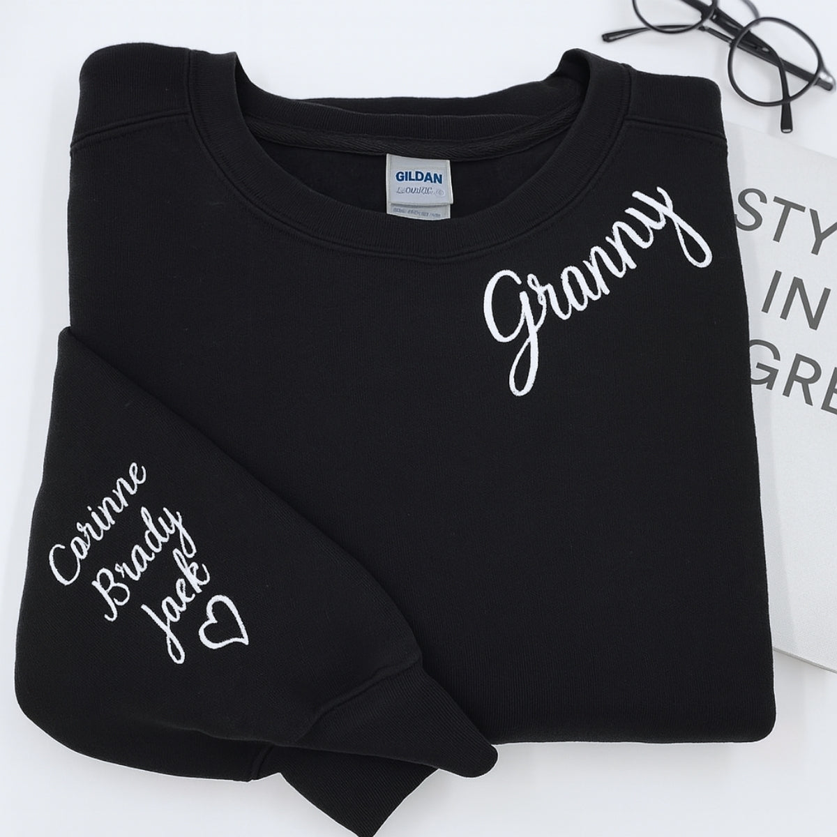 Personalized Granny Hoodies - Custom Grandchildren Names Embroidered Sweatshirts - Grandma Gift