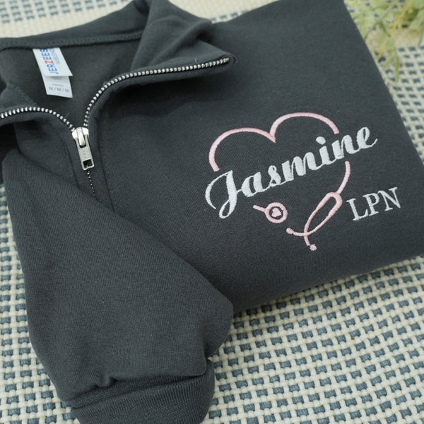 Personalized LPN Quarter-Zip Custom Name Nurse Gift - Main Image