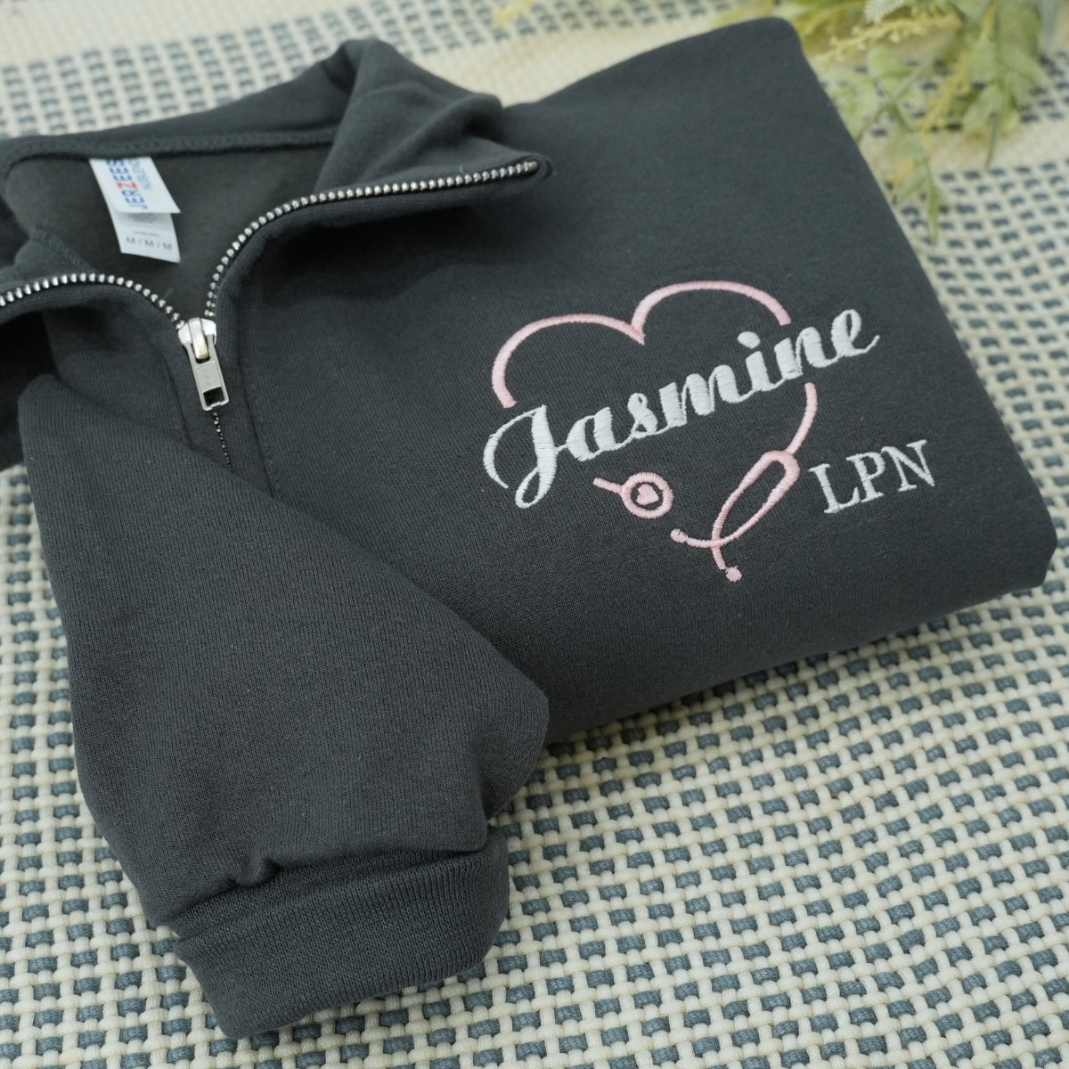 Personalized LPN Quarter-Zip - Custom Name Licensed Practical Nurse Embroidered Sweatshirt