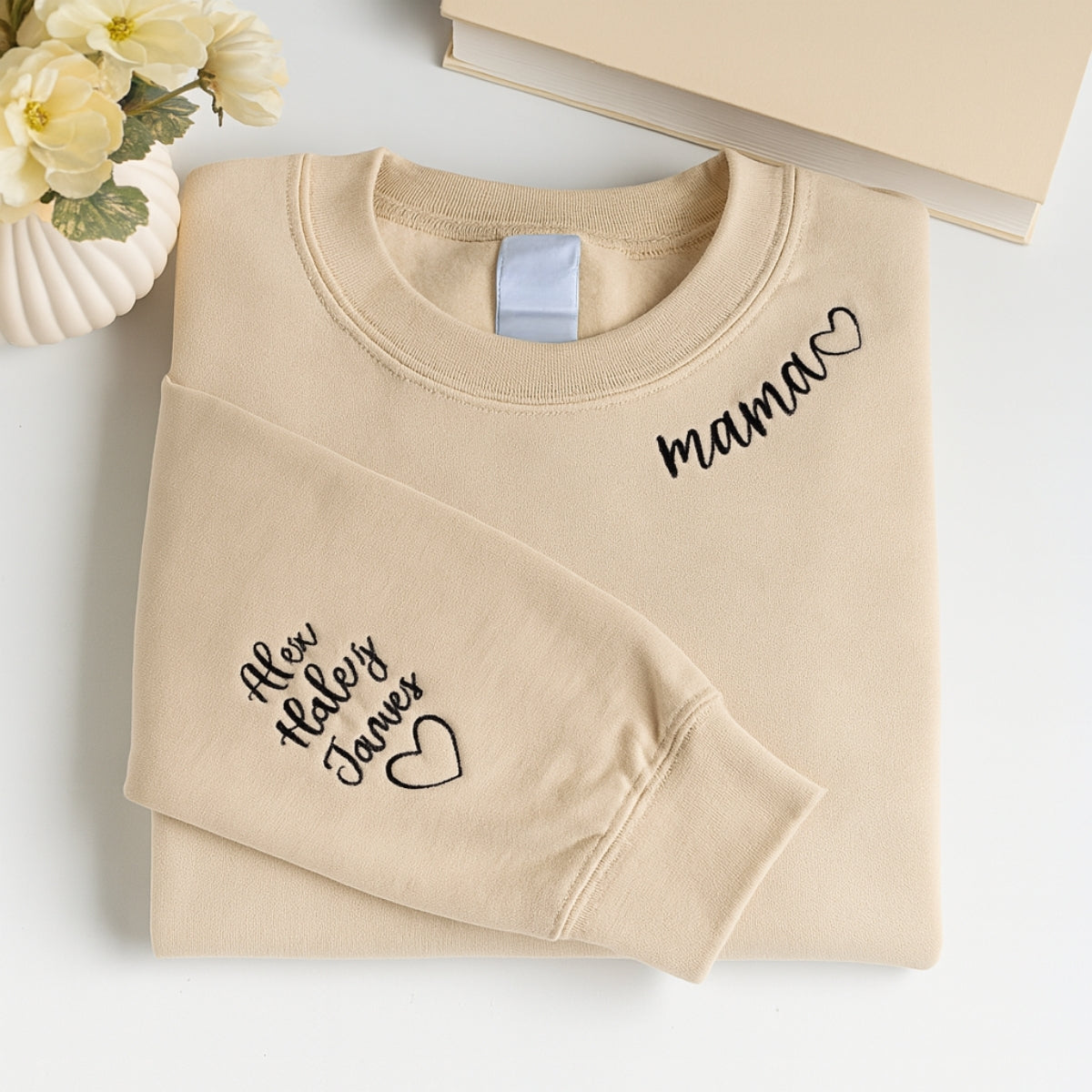 Personalized Mama Embroidered Sweatshirts - Custom Mom Hoodie With Kids Names - Mother&#39;s Day Gift