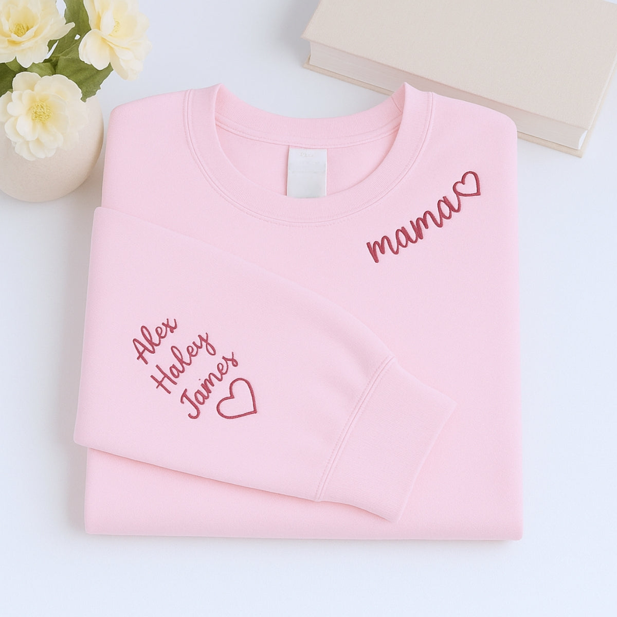 Personalized Mama Embroidered Sweatshirts - Custom Mom Hoodie With Kids Names - Mother's Day Gift