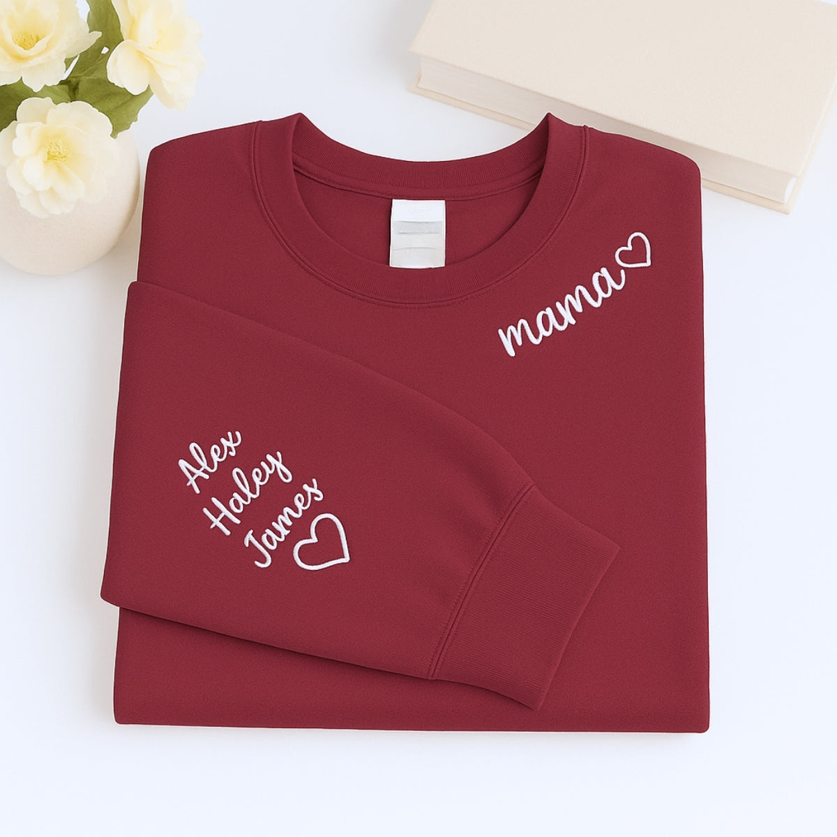 Personalized Mama Embroidered Sweatshirts - Custom Mom Hoodie With Kids Names - Mother's Day Gift