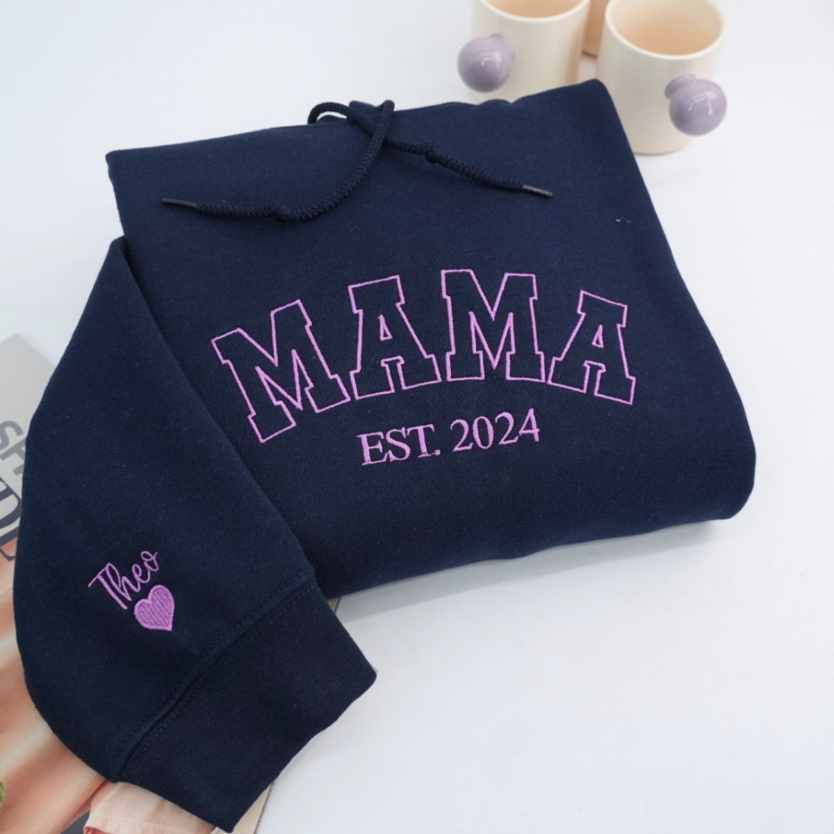 Individuell bestickte Engel- und Dämonenkatze-Kapuzenpullover für Paare