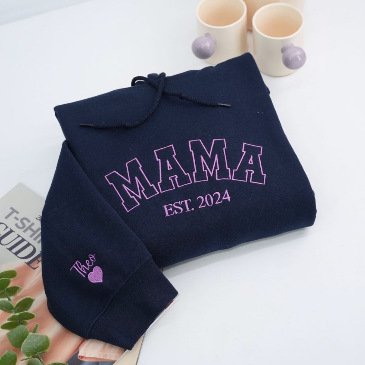 Individuell bestickte Engel- und Dämonenkatze-Kapuzenpullover für Paare