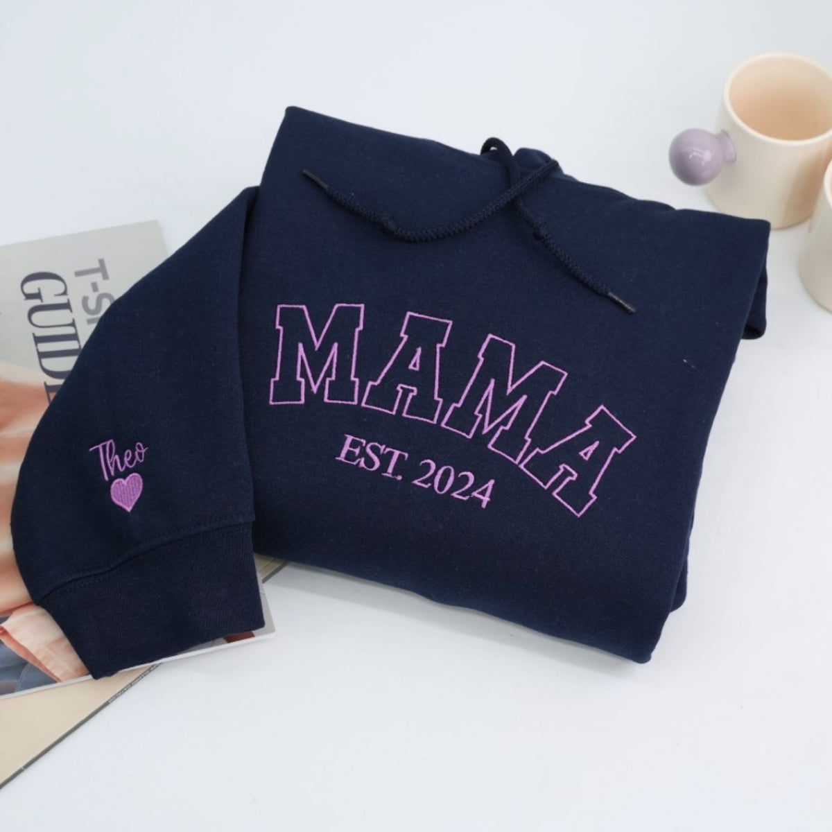 Individuell bestickte Engel- und Dämonenkatze-Kapuzenpullover für Paare