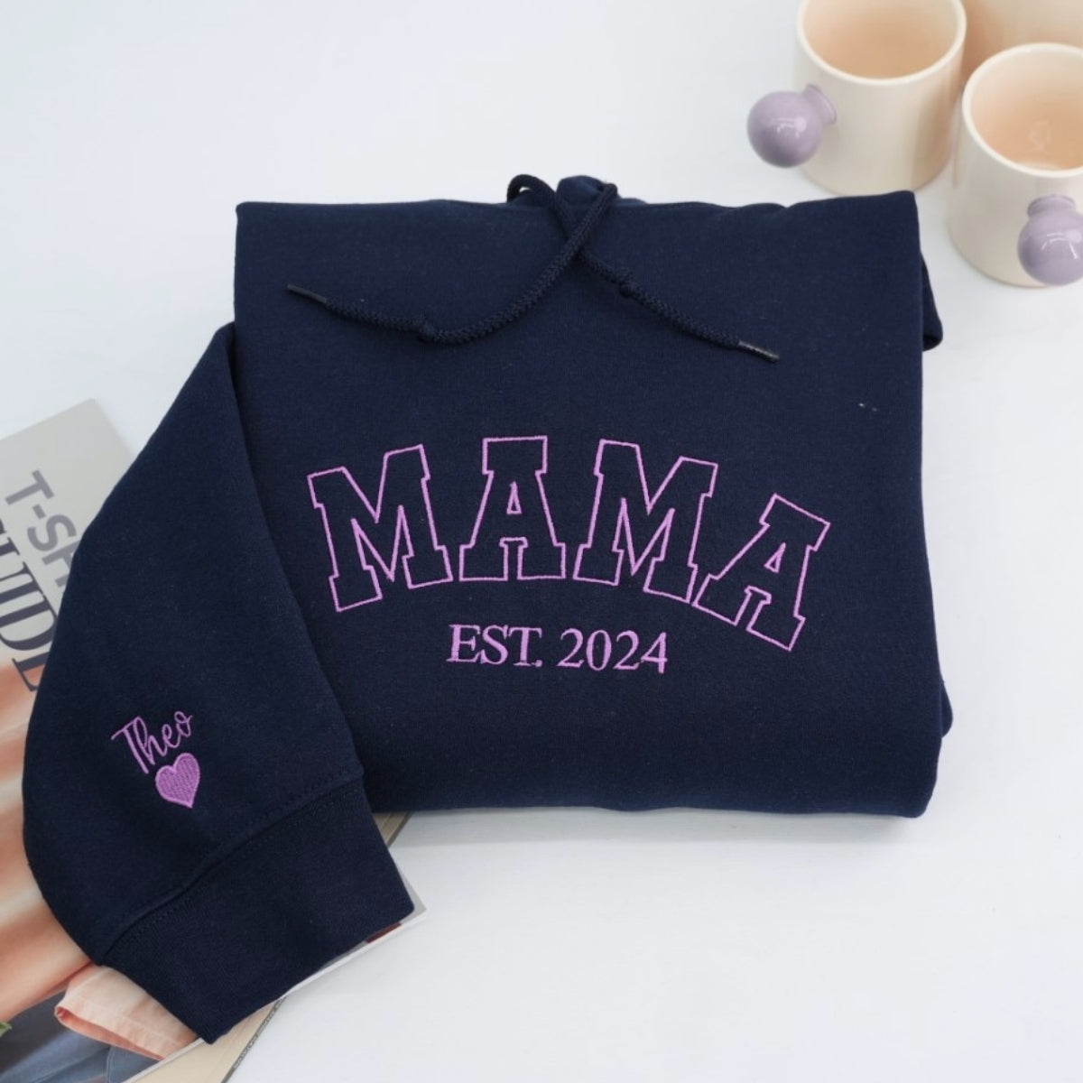 Individuell bestickte Engel- und Dämonenkatze-Kapuzenpullover für Paare