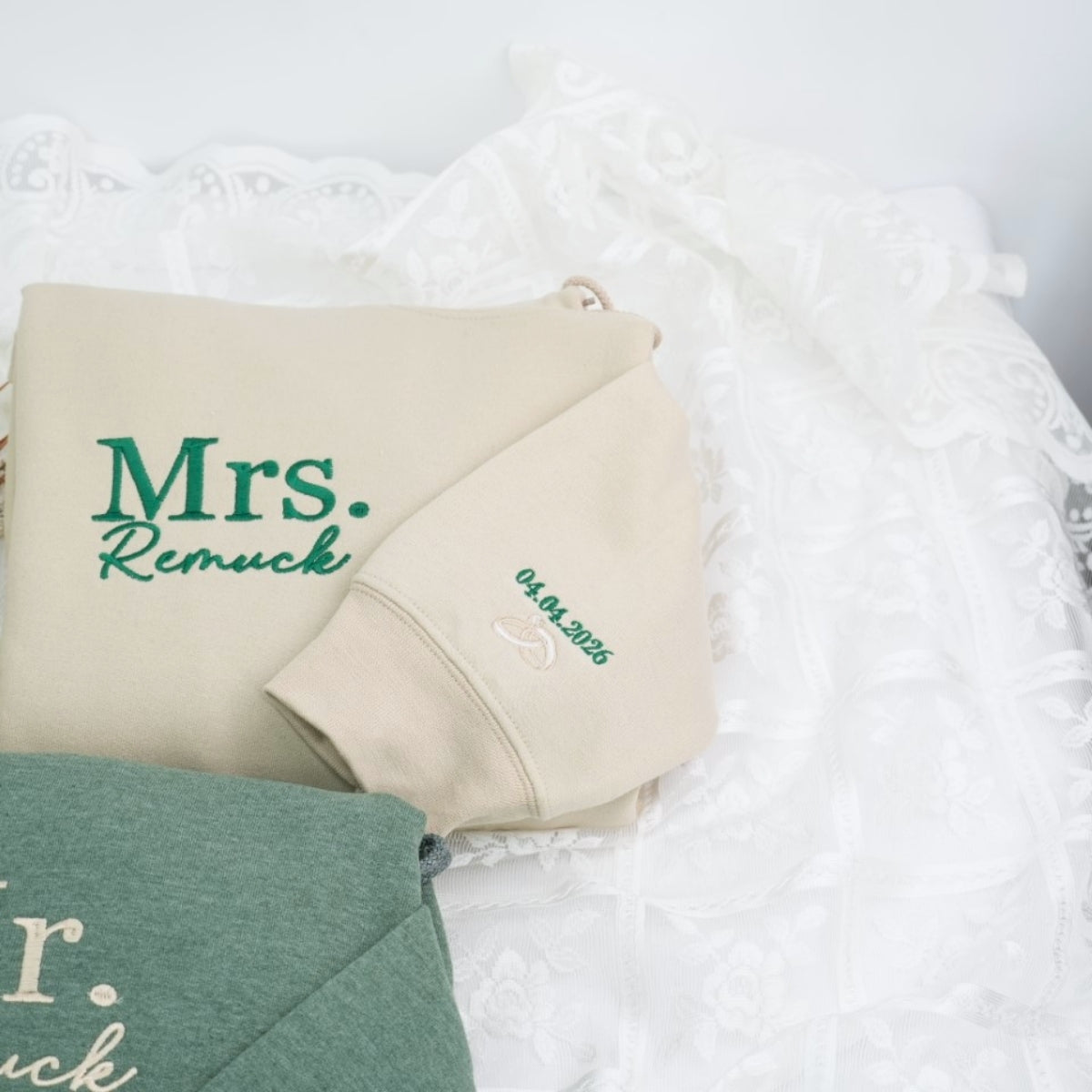Personalized Mr Mrs Hoodies - Custom Last Name Embroidered Couples - Perfect Wedding Gift