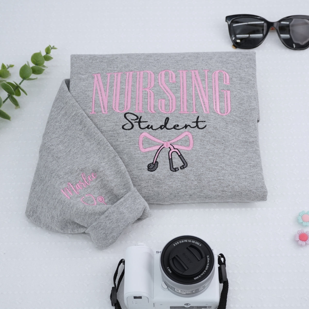 Personalized Nursing Student Sweatshirt - Custom Name Nursing School Embroidered Hoodie Gift