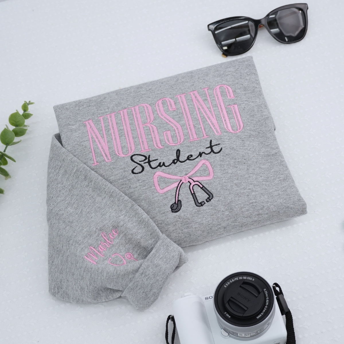 Personalized Nursing Student Sweatshirt - Custom Name Nursing School Embroidered Hoodie Gift