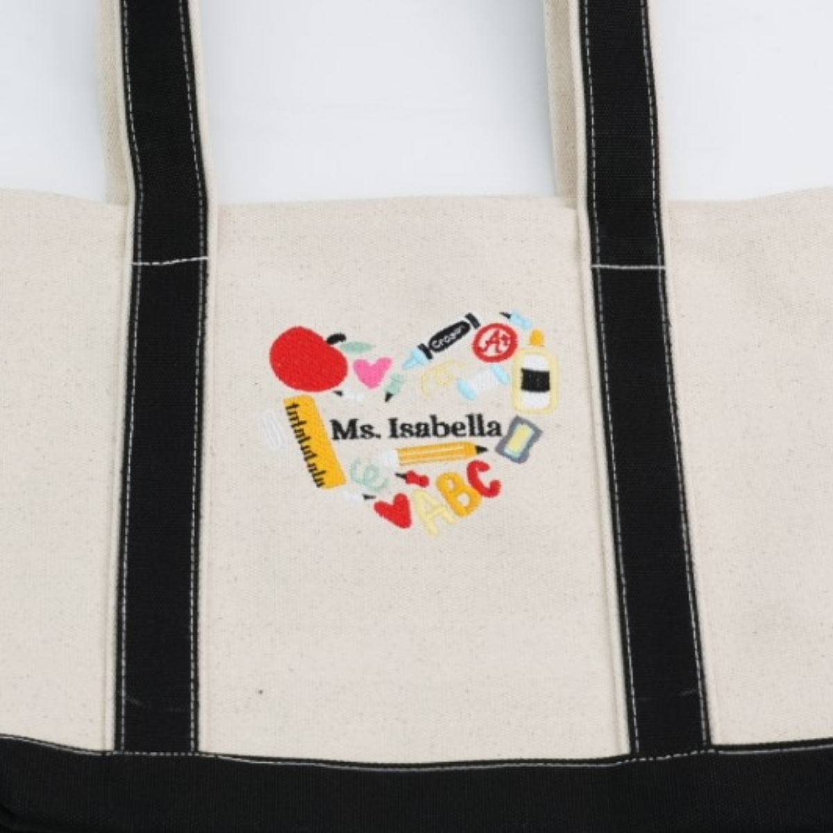 Personalized Teacher Name Tote Bags - Custom Embroidered School Supply Bags - Perfect Teacher Gift