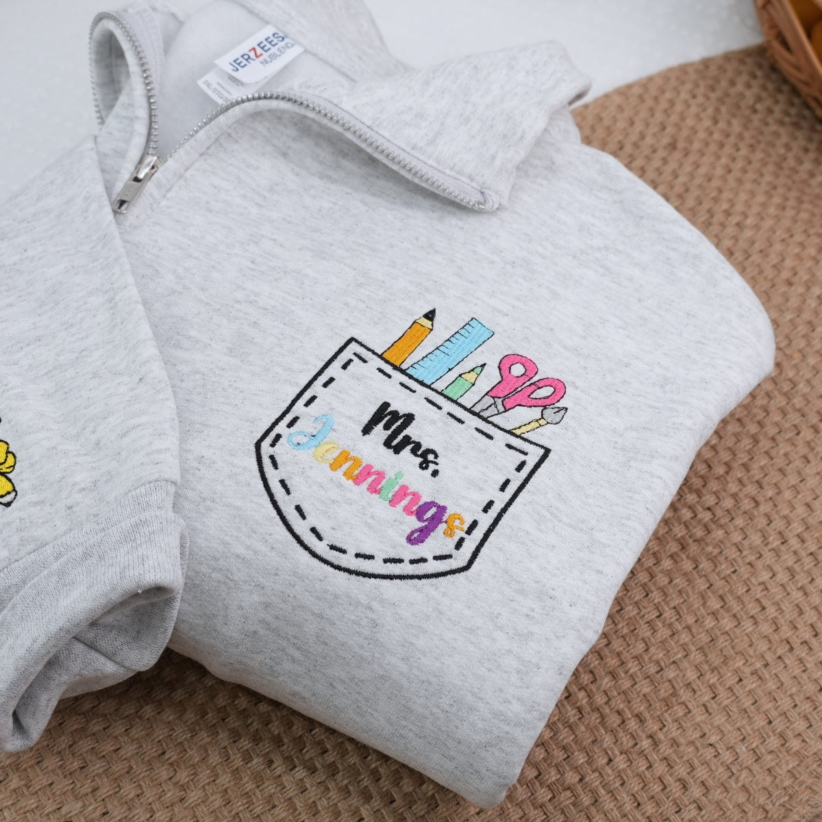 Personalized Teacher Team Zip Up Hoodies - Custom Name Embroidered School Staff Sweatshirts - Bulk Order