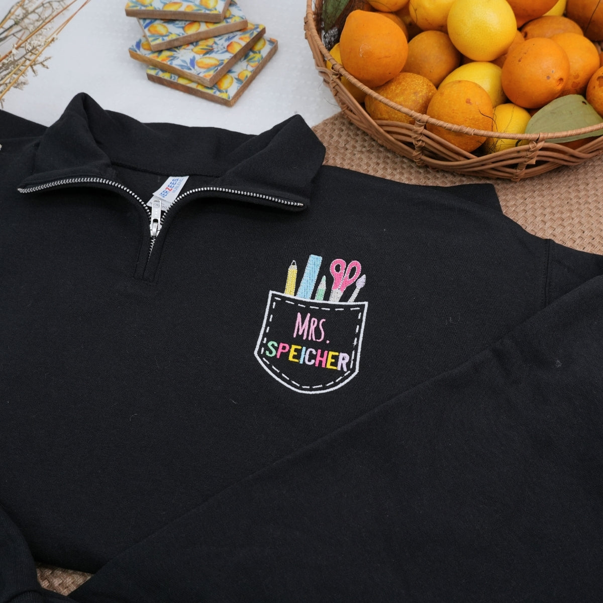 Personalized Teacher Team Zip Up Hoodies - Custom Name Embroidered School Staff Sweatshirts - Bulk Order
