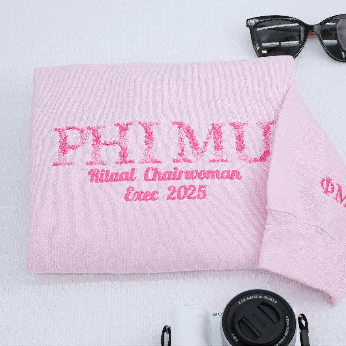 Personalized University Sweatshirts - Custom College Floral Embroidery - Premium School Apparel Design