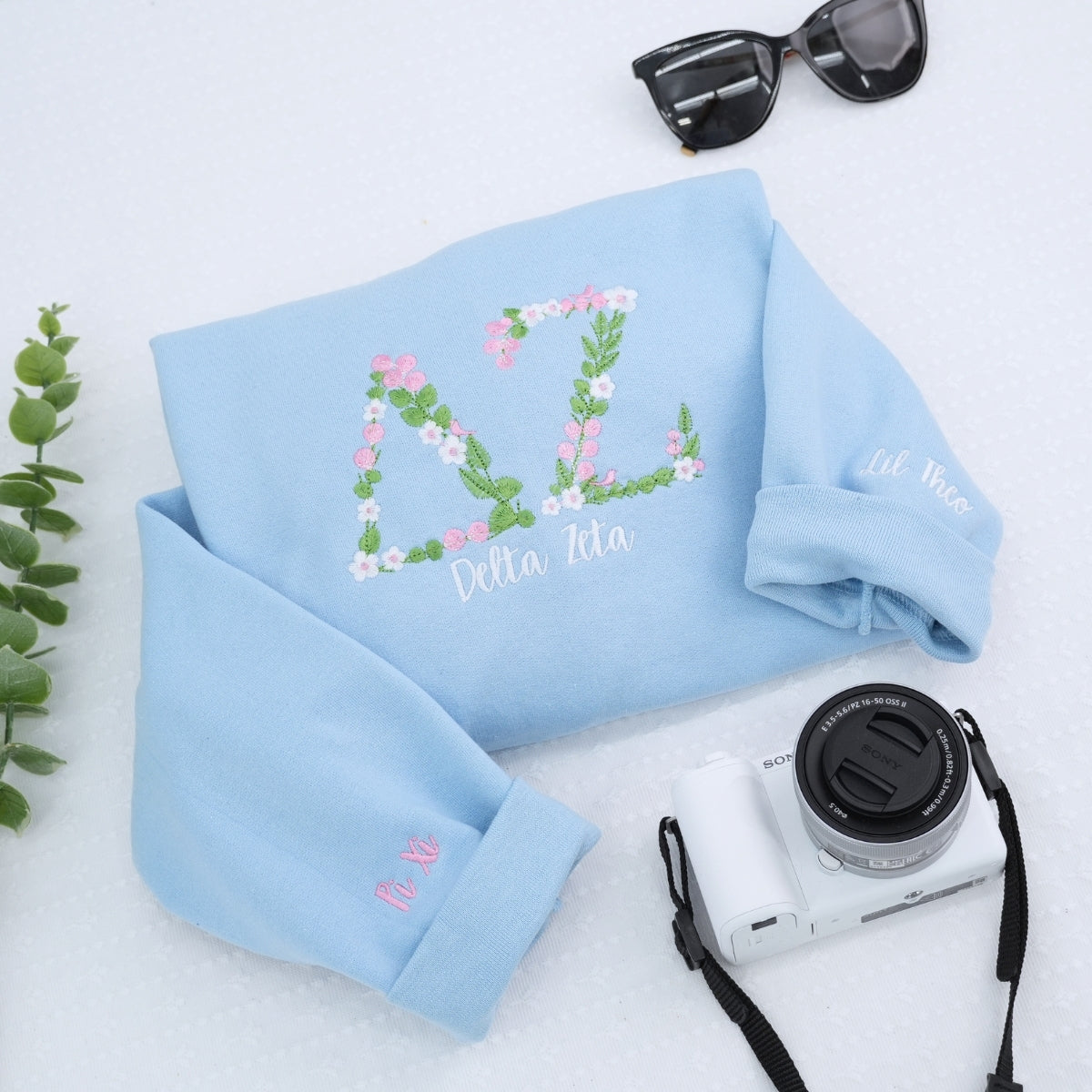 Personalized University Sweatshirts - Custom College Floral Embroidery - Premium School Apparel Design