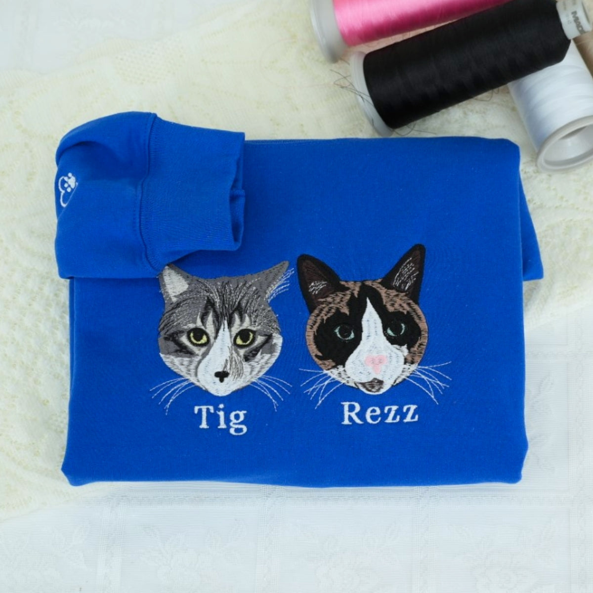 Individuell bestickte Engel- und Dämonenkatze-Kapuzenpullover für Paare