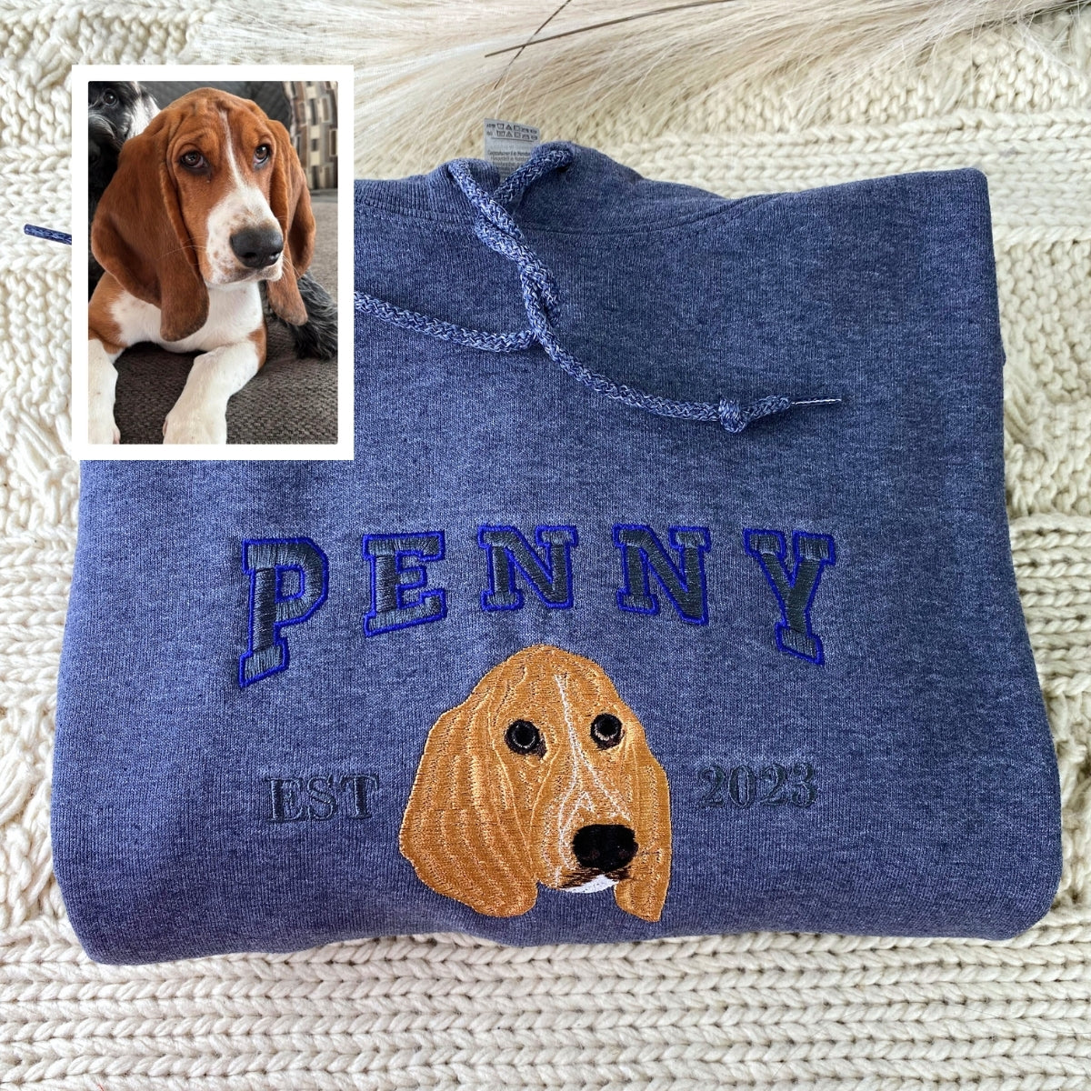 Pet Memorial Hoodies - Custom Dog Portrait Embroidered Sweatshirts - Gifts for Dog Lovers &amp; Pet Parents