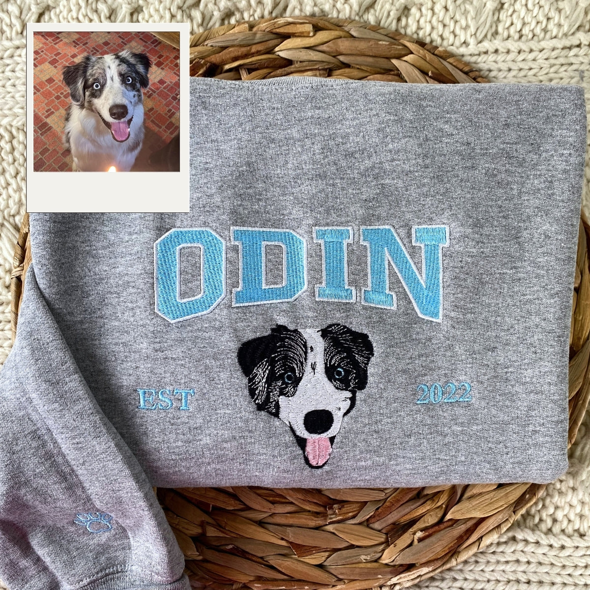 Pet Memorial Hoodies - Custom Dog Portrait Embroidered Sweatshirts - Gifts for Dog Lovers & Pet Parents