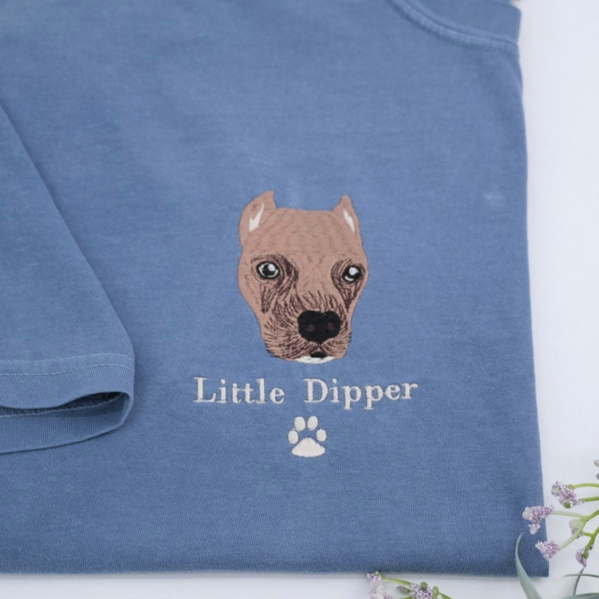 Pet Portrait Custom T-Shirts - Dog Face Embroidered Shirts - Personalized Pet Memorial