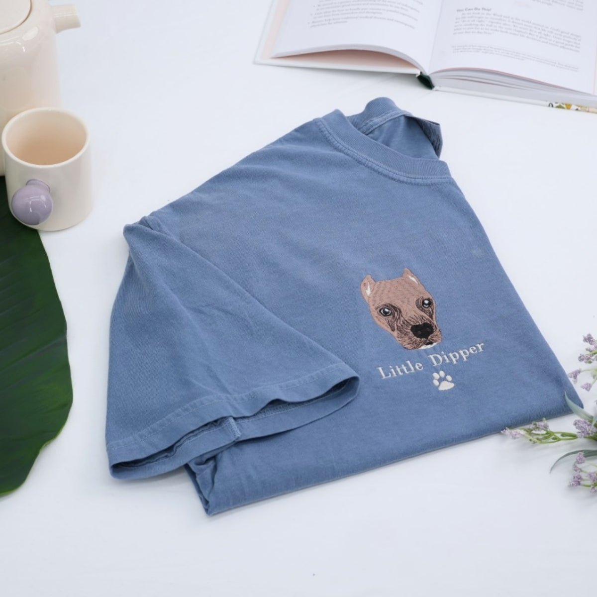 Pet Portrait Custom T-Shirts - Dog Face Embroidered Shirts - Personalized Pet Memorial