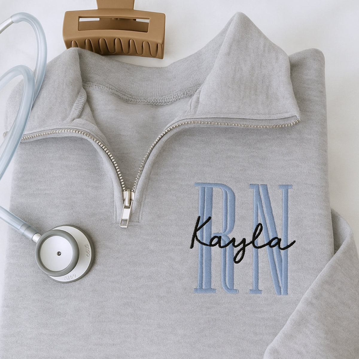 RN Angel Custom Quarter-Zip - Registered Nurse Embroidered Sweatshirt - Perfect Nurse Gift