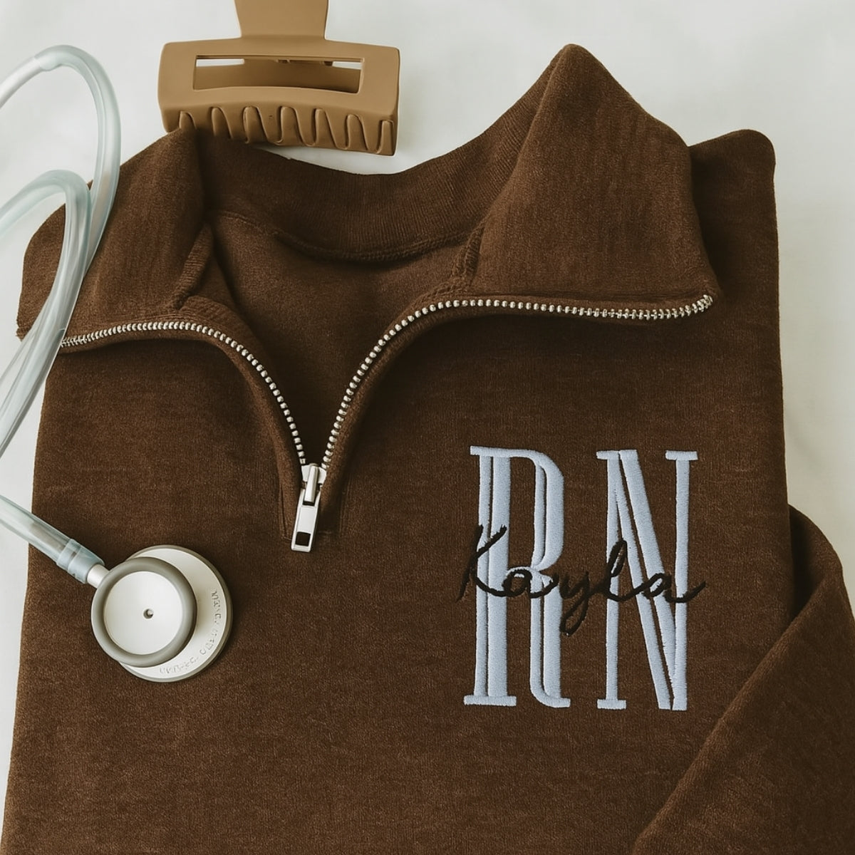 RN Angel Custom Quarter-Zip - Registered Nurse Embroidered Sweatshirt - Perfect Nurse Gift