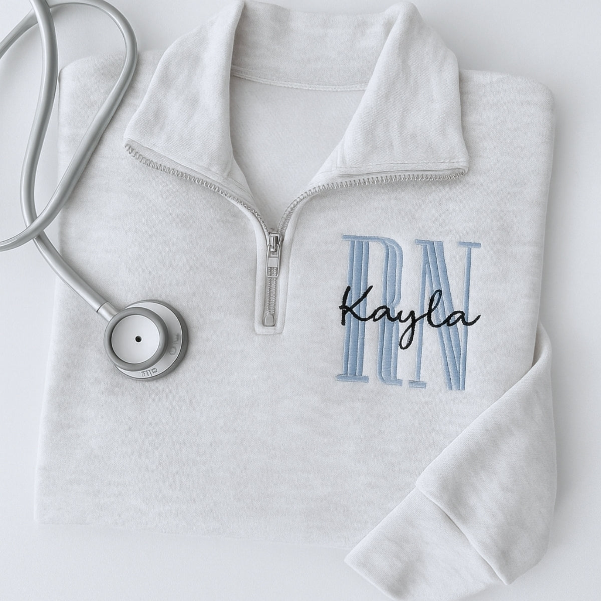 RN Angel Custom Quarter-Zip - Registered Nurse Embroidered Sweatshirt - Perfect Nurse Gift