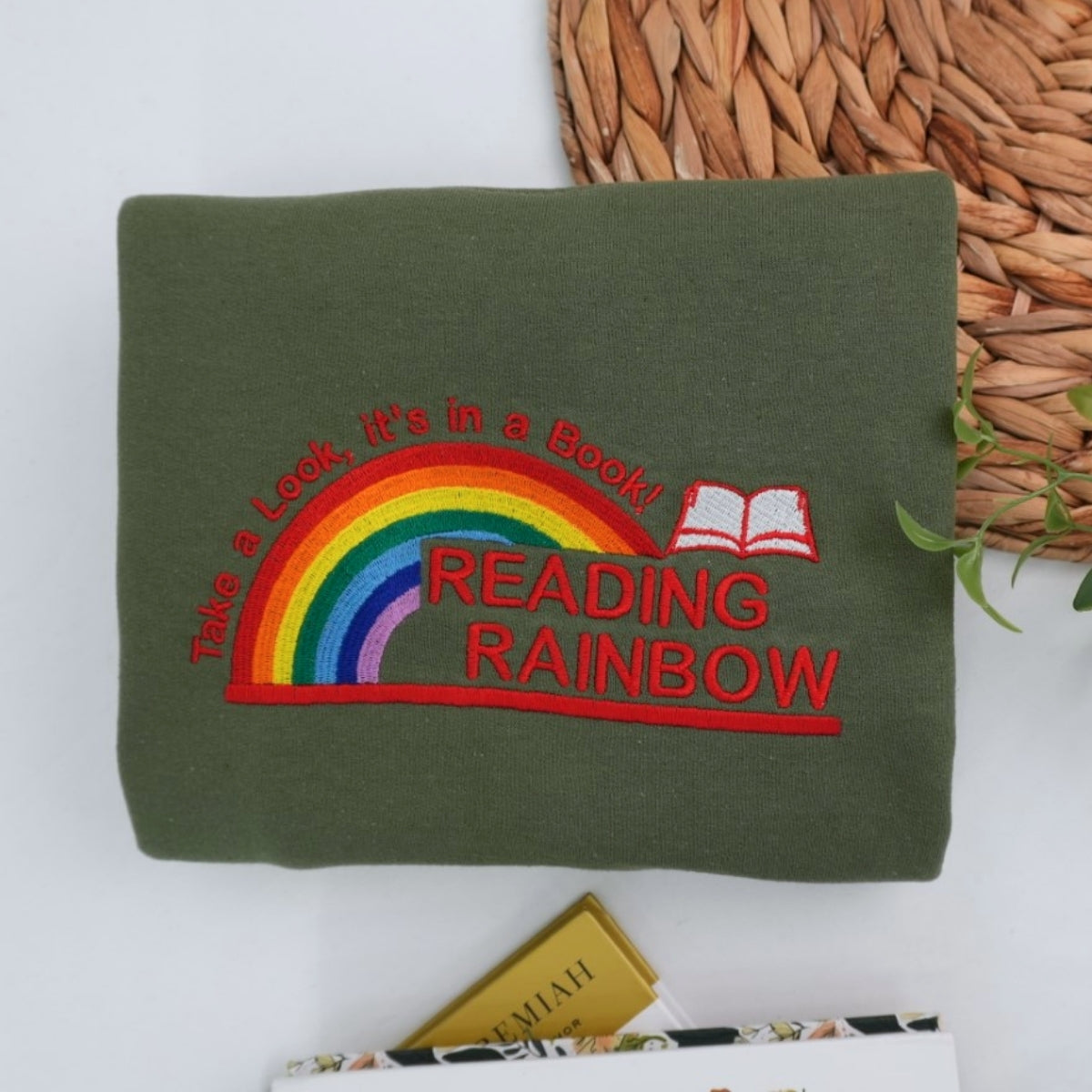 Reading Rainbow Custom Sweatshirt - Book Lover Embroidered Apparel - Teacher Librarian Gift