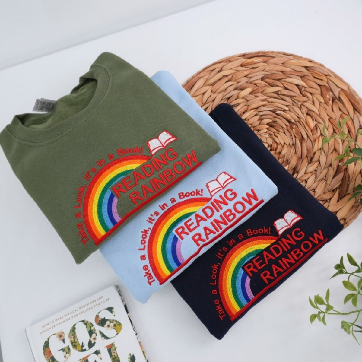 Reading Rainbow Custom Sweatshirt - Book Lover Embroidered Apparel - Teacher Librarian Gift