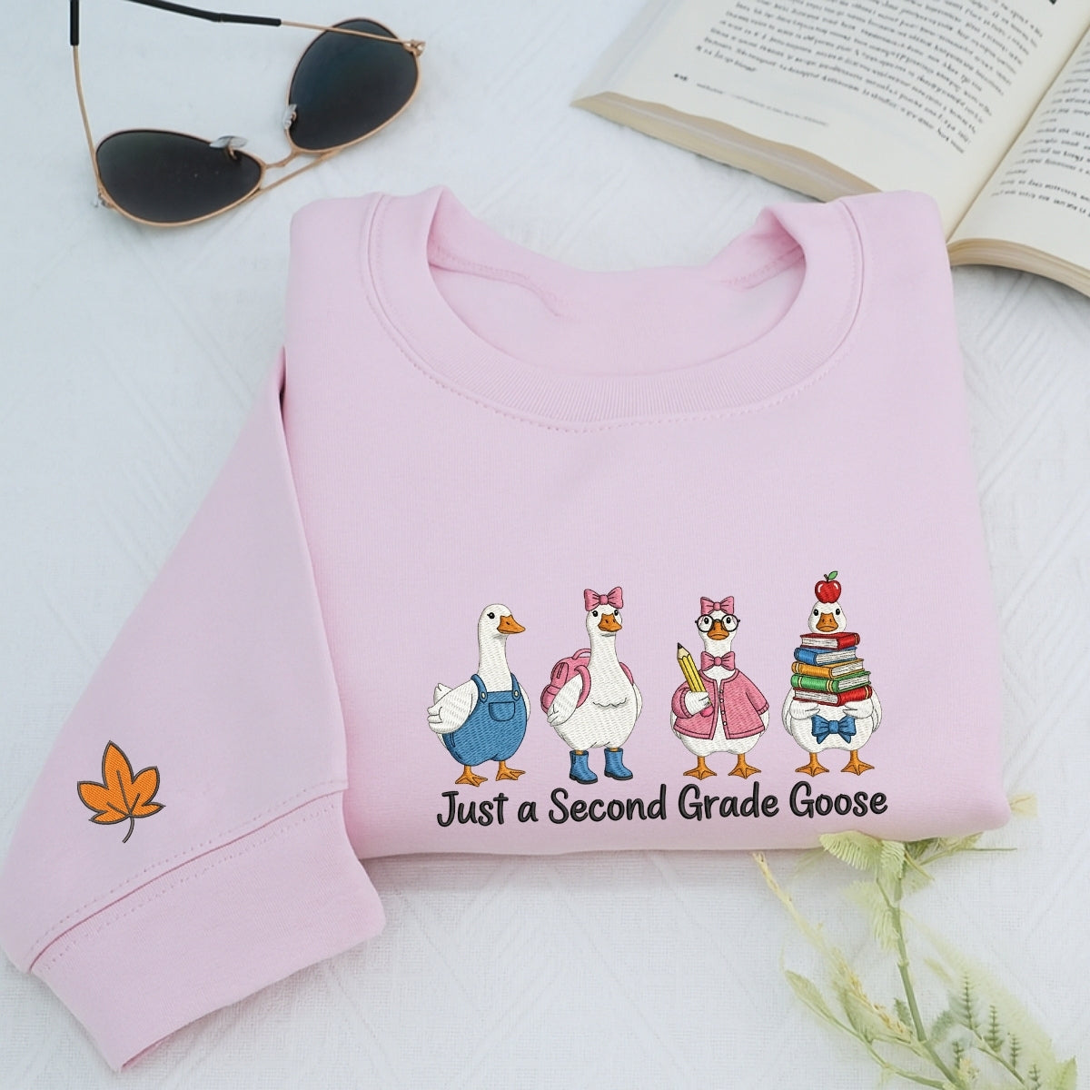 Second Grade Teacher Custom Hoodies - Just a Goose Embroidered Sweatshirts - Perfect Teacher Appreciation Gift