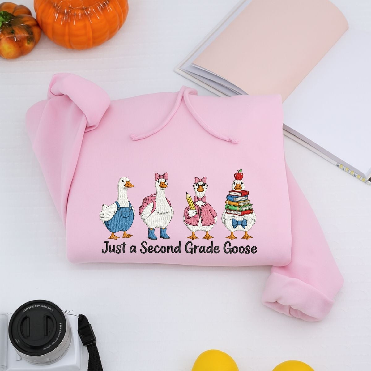 Second Grade Teacher Custom Hoodies - Just a Goose Embroidered Sweatshirts - Perfect Teacher Appreciation Gift