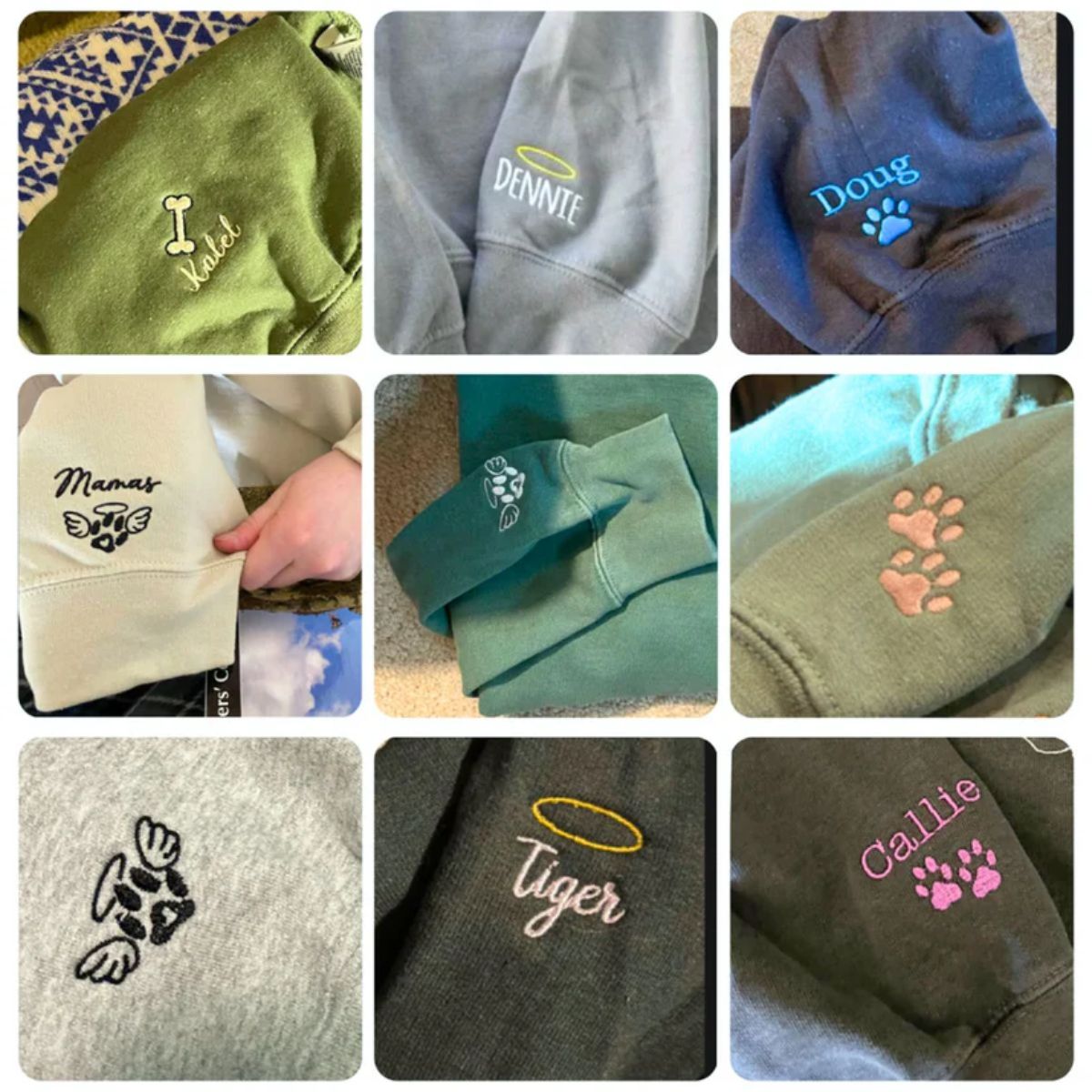 Custom Pet Portrait Hoodies - Varsity Style Dog Cat Face Embroidered Sweatshirts with Names - Premium Pet Lover Gift