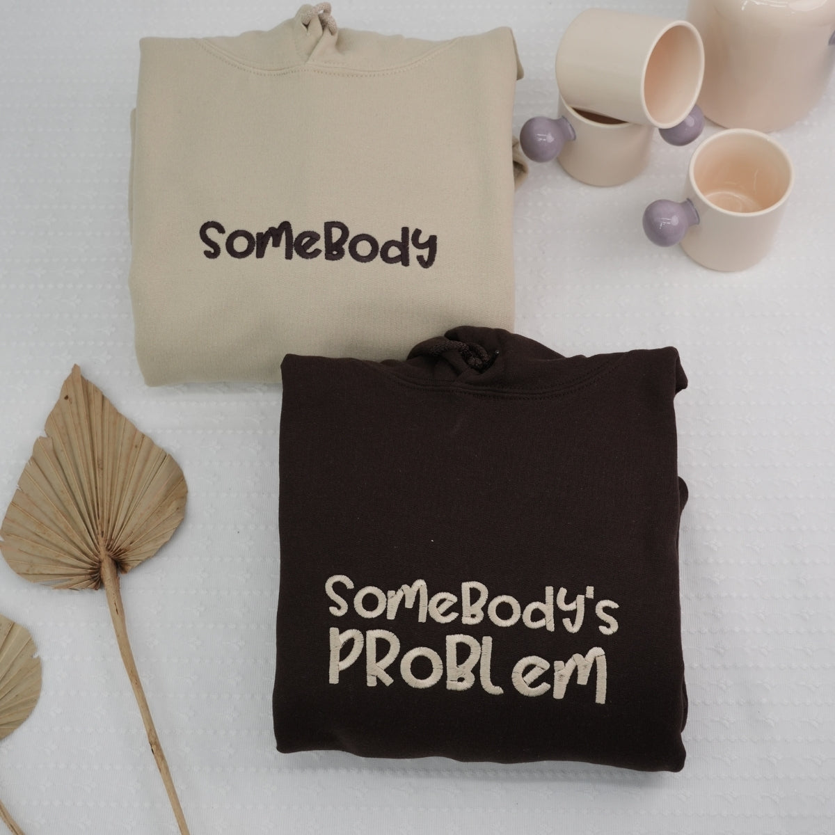 Somebody Somebody's Problem Paare benutzerdefinierte bestickte passende Hoodies für Paare