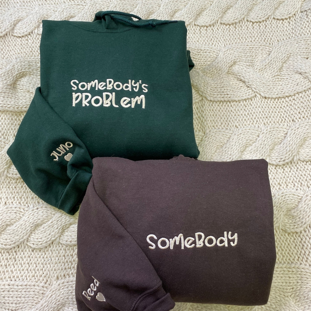 Somebody Somebody's Problem Paare benutzerdefinierte bestickte passende Hoodies für Paare
