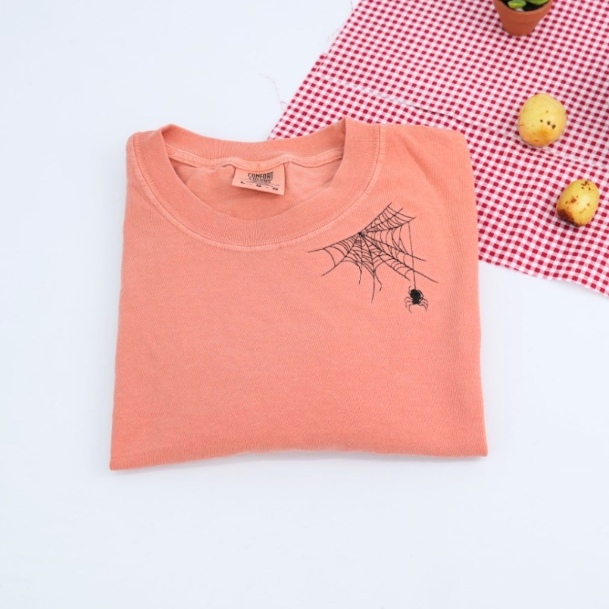 Spider Web Halloween T-Shirts - Custom Embroidered Spooky Tees - Perfect Halloween Gift