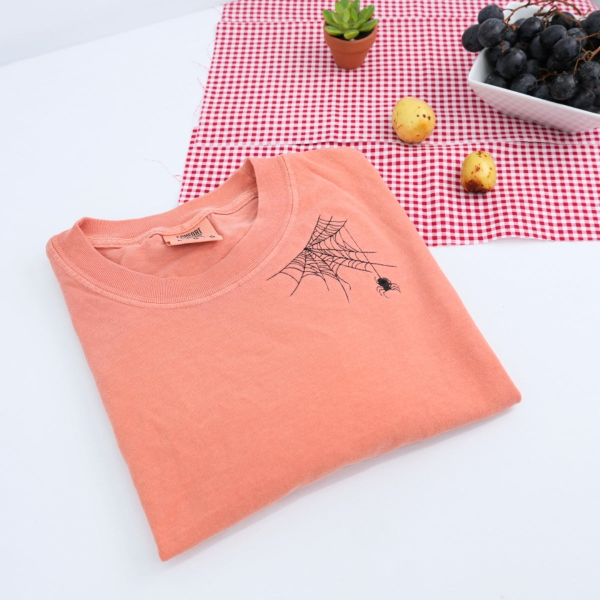 Spider Web Halloween T-Shirts - Custom Embroidered Spooky Tees - Perfect Halloween Gift