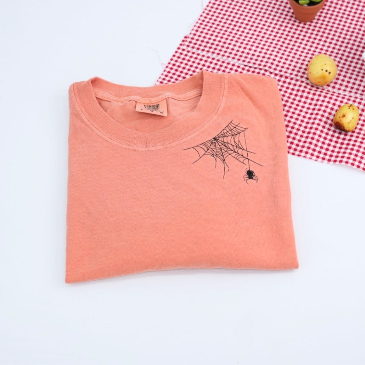 Spider Web Halloween T-Shirts - Custom Embroidered Spooky Tees - Perfect Halloween Gift