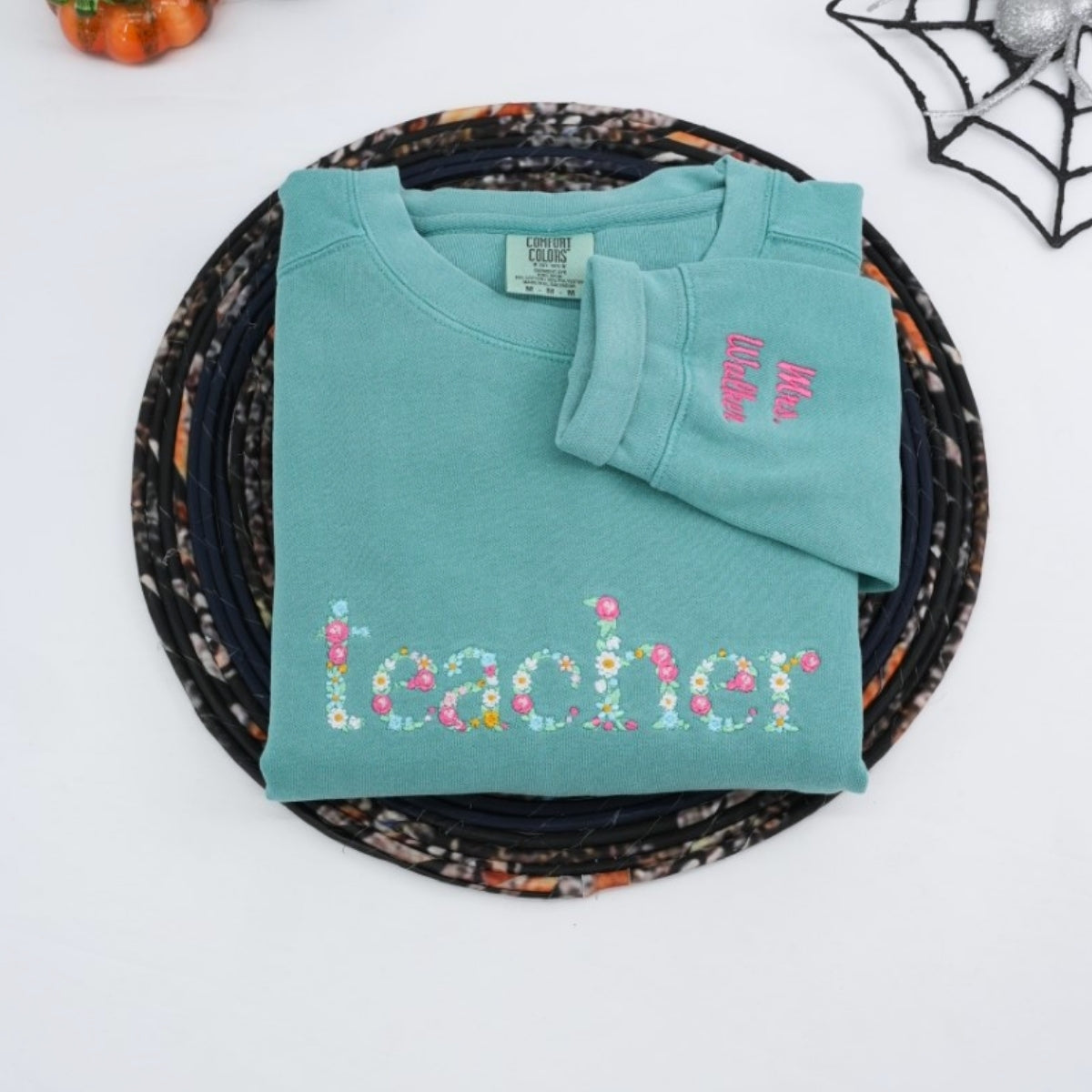Teacher Appreciation Custom Sweatshirts - Floral Letter Embroidered - Perfect Student Gift for Educator