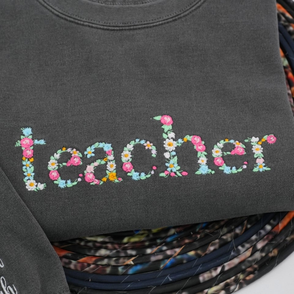 Teacher Appreciation Custom Sweatshirts - Floral Letter Embroidered - Perfect Student Gift for Educator