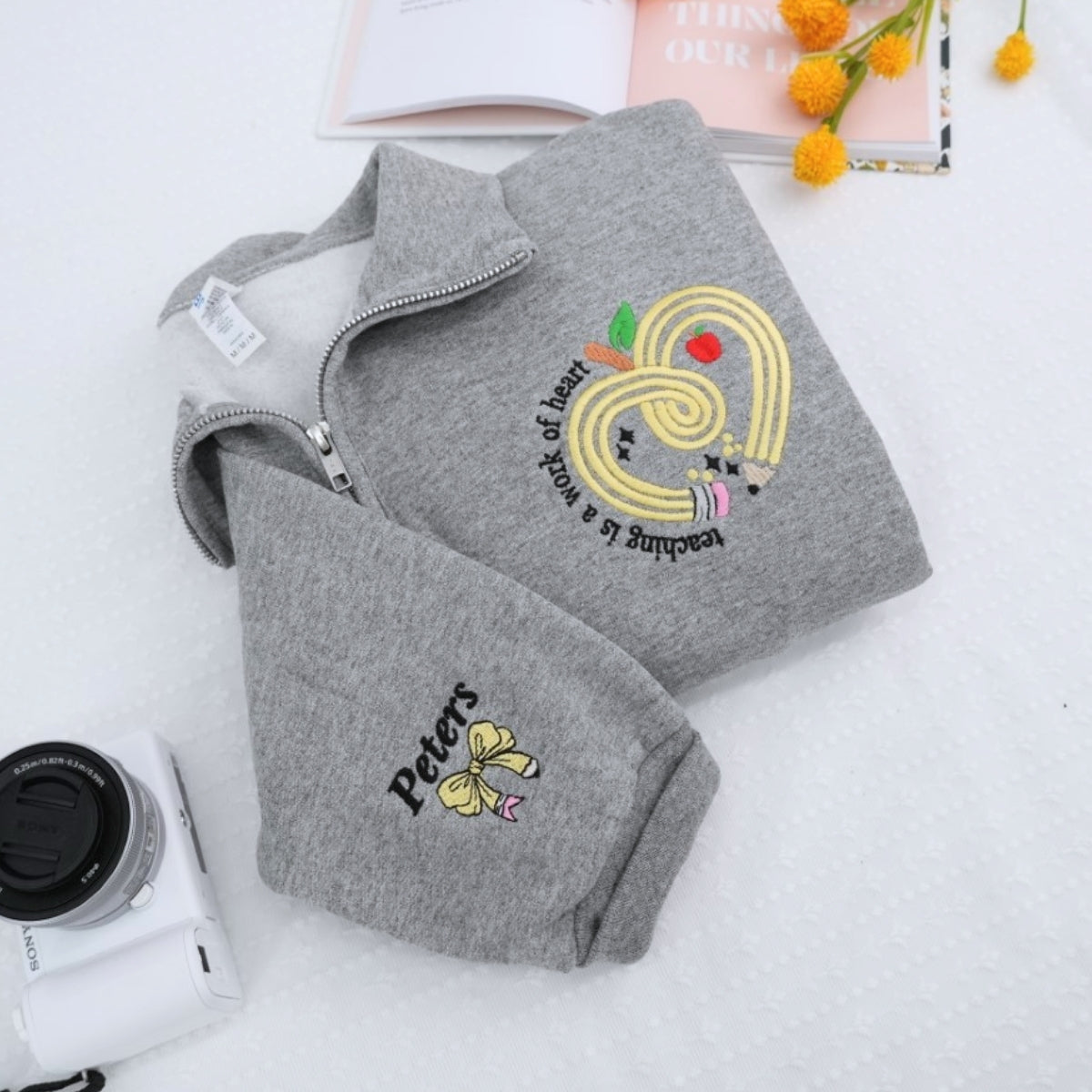 Sweats à capuche assortis brodés personnalisés avec ange et chat démon pour couples