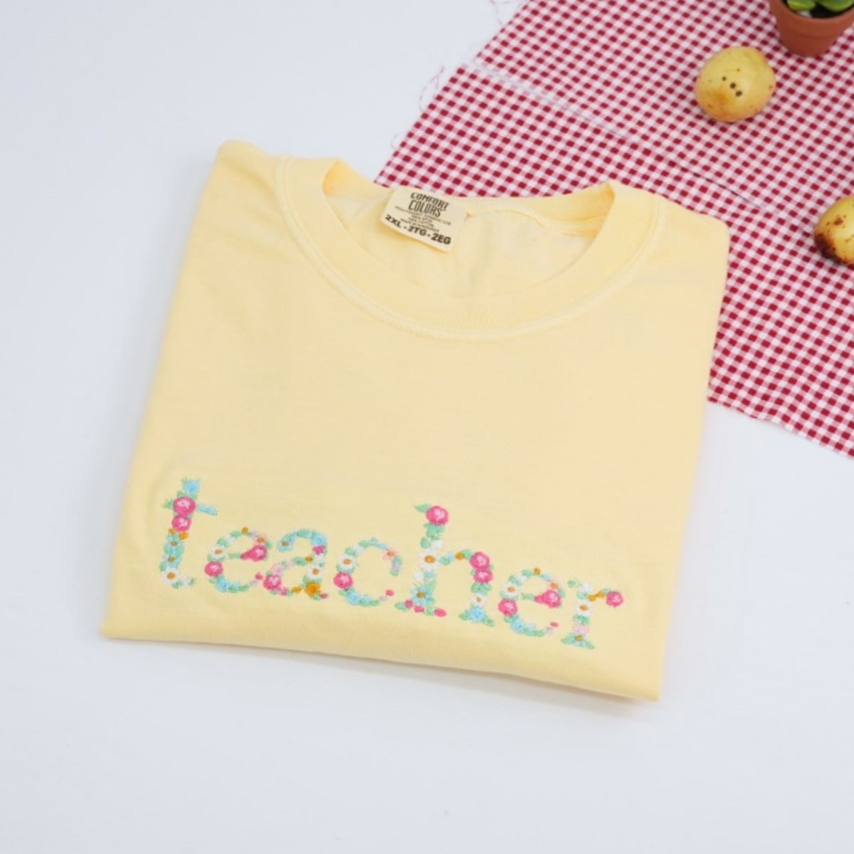 Teacher Floral T-Shirts - Custom Embroidered Education Apparel - Perfect Teacher Appreciation Gift