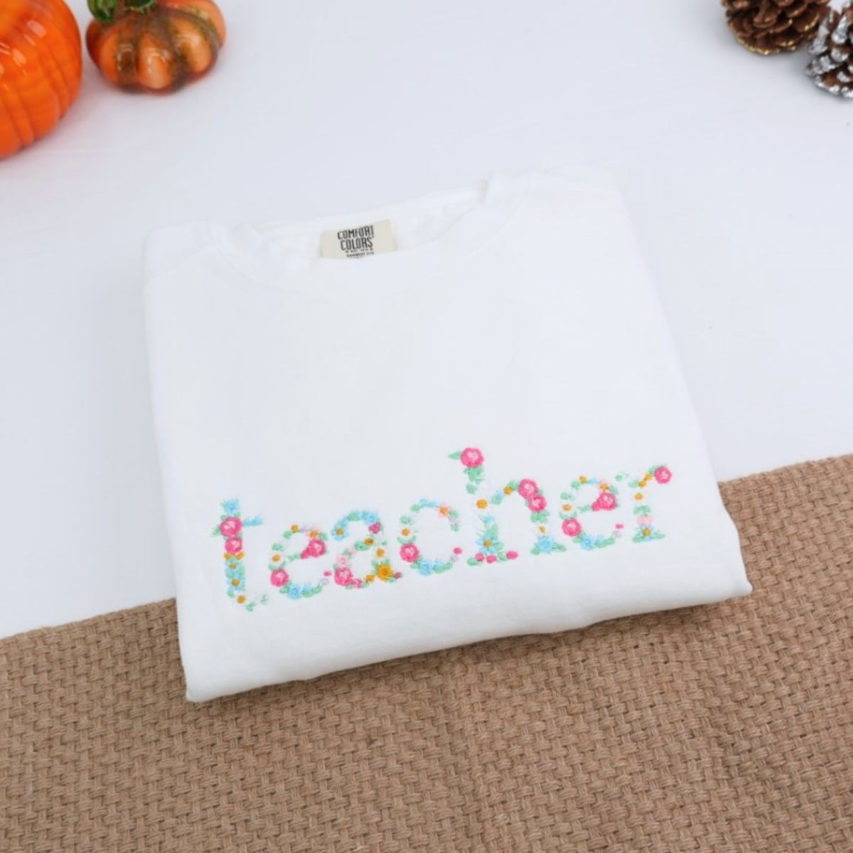 Teacher Floral T-Shirts - Custom Embroidered Education Apparel - Perfect Teacher Appreciation Gift