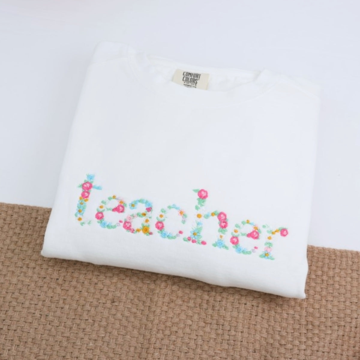 Teacher Floral T-Shirts - Custom Embroidered Education Apparel - Perfect Teacher Appreciation Gift