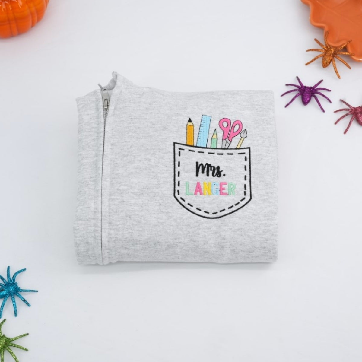 Teacher Pocket Quarter Zip Hoodies - Personalized Educator Embroidered Apparel - Perfect Teacher Gift