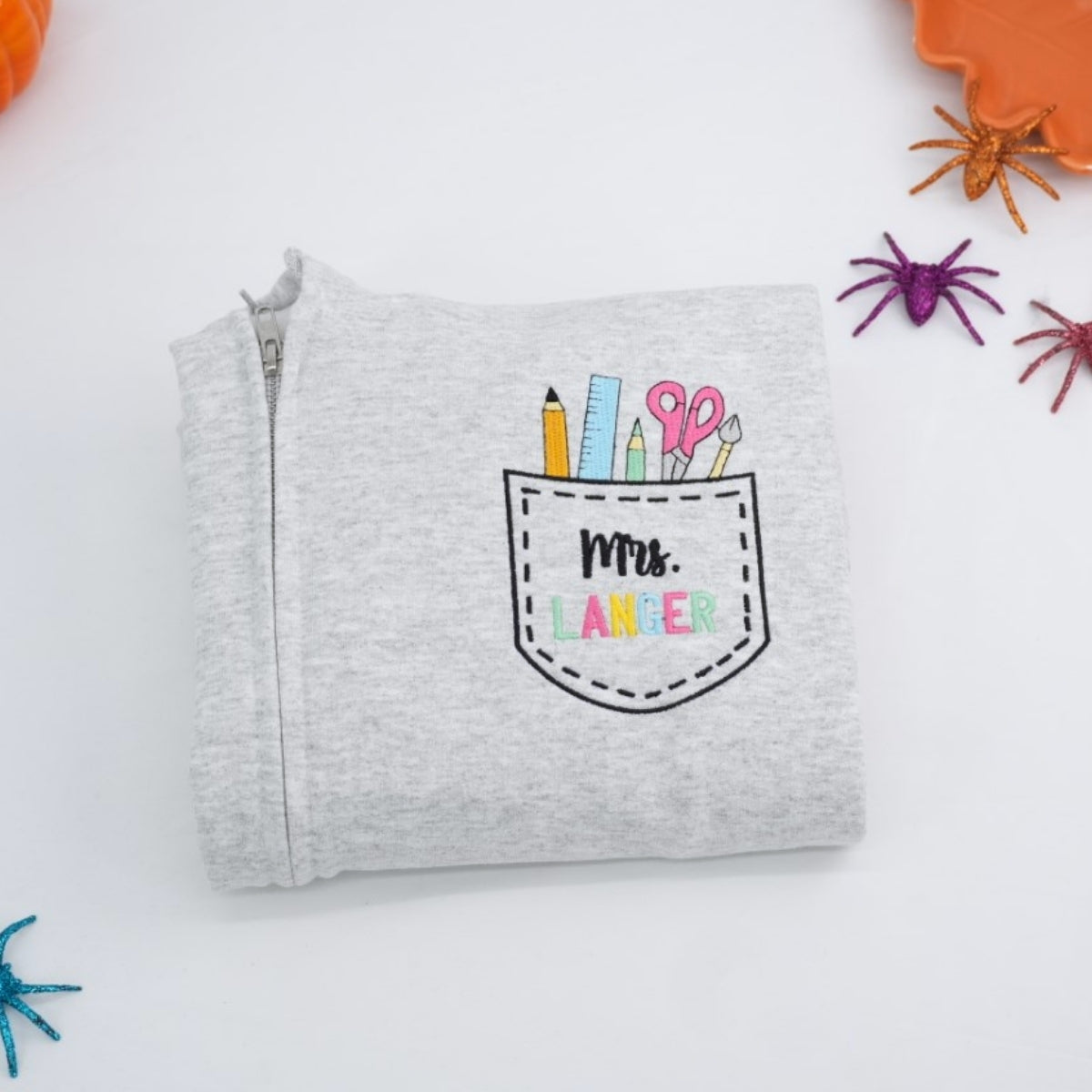 Teacher Pocket Quarter Zip Hoodies - Personalized Educator Embroidered Apparel - Perfect Teacher Gift