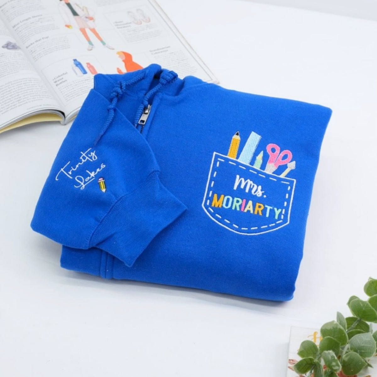 Teacher Pocket Quarter Zip Hoodies - Personalized Educator Embroidered Apparel - Perfect Teacher Gift