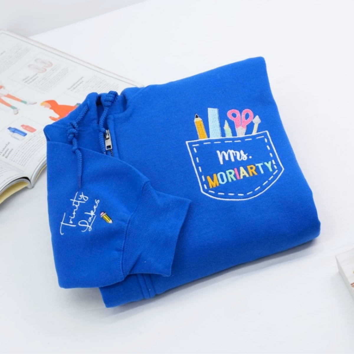 Teacher Pocket Quarter Zip Hoodies - Personalized Educator Embroidered Apparel - Perfect Teacher Gift