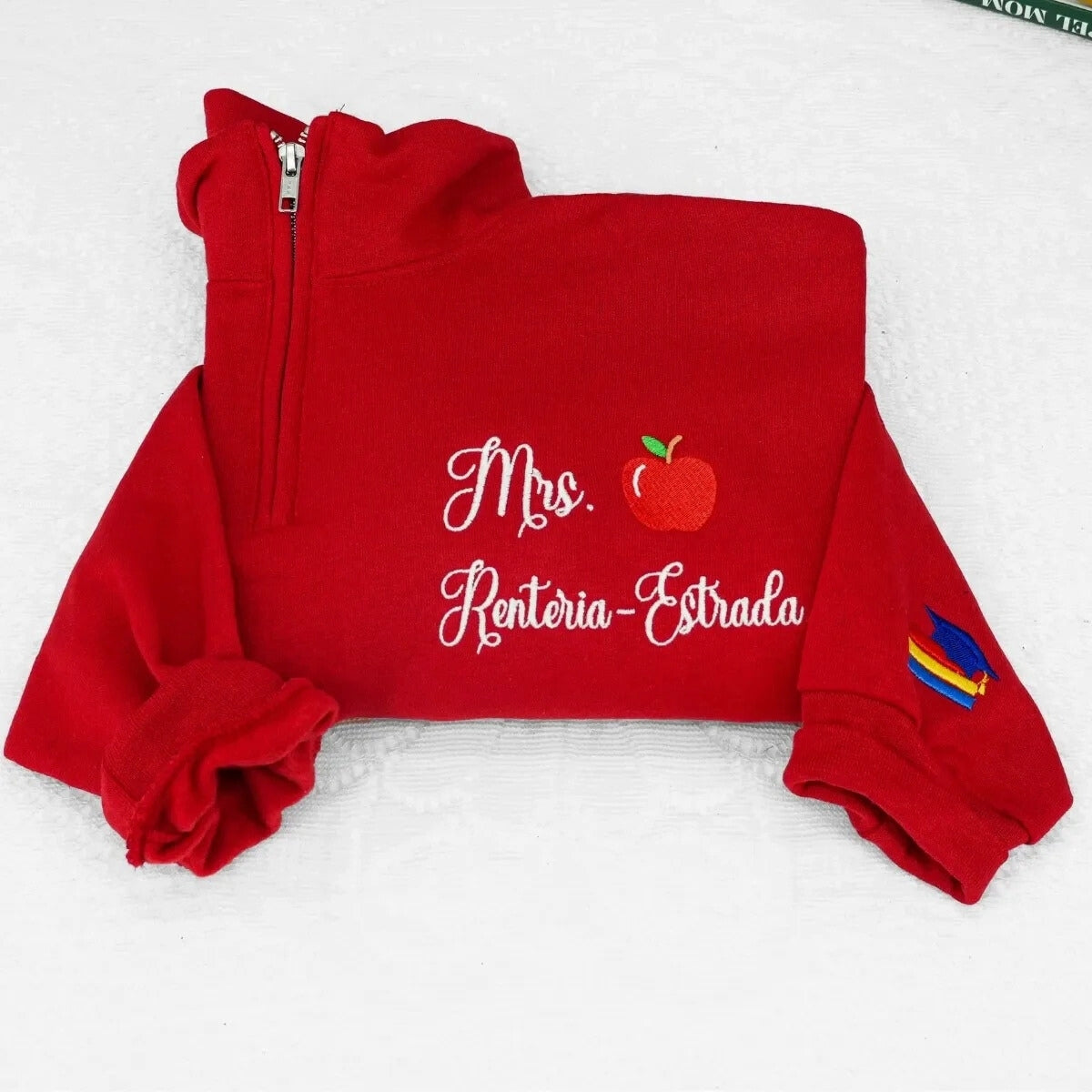 Teacher Quarter Zip Sweatshirt - Custom Embroidered Name & Icon Gift - Personalized Educator Crewneck Hoodie